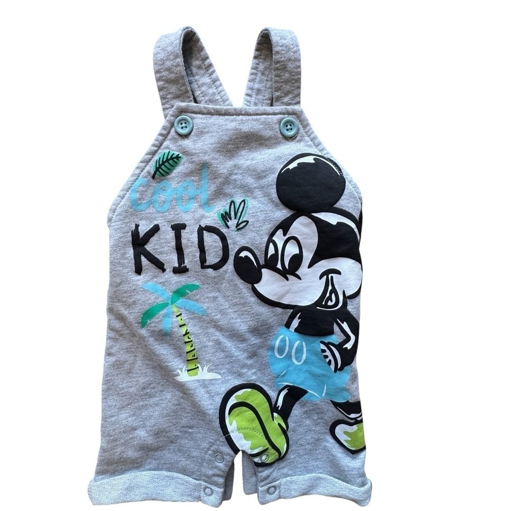 Disney Baby Boy Mickey Mouse Short Overalls/ Rompers Snap Closure 0-3 Months - Picture 1 of 3